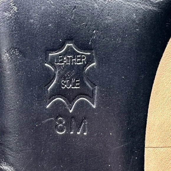 Tory Burch Ethel Two-Tone Tan and Black Leather Block Heel Pumps - Picture 8 of 10